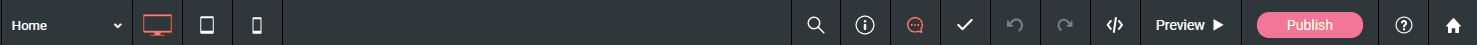 Top navigation bar found inside the editor. bar is black with orange and white buttons.